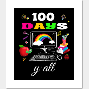 100th days y'all Virtual 100th Day of School Rainbow Teacher Posters and Art